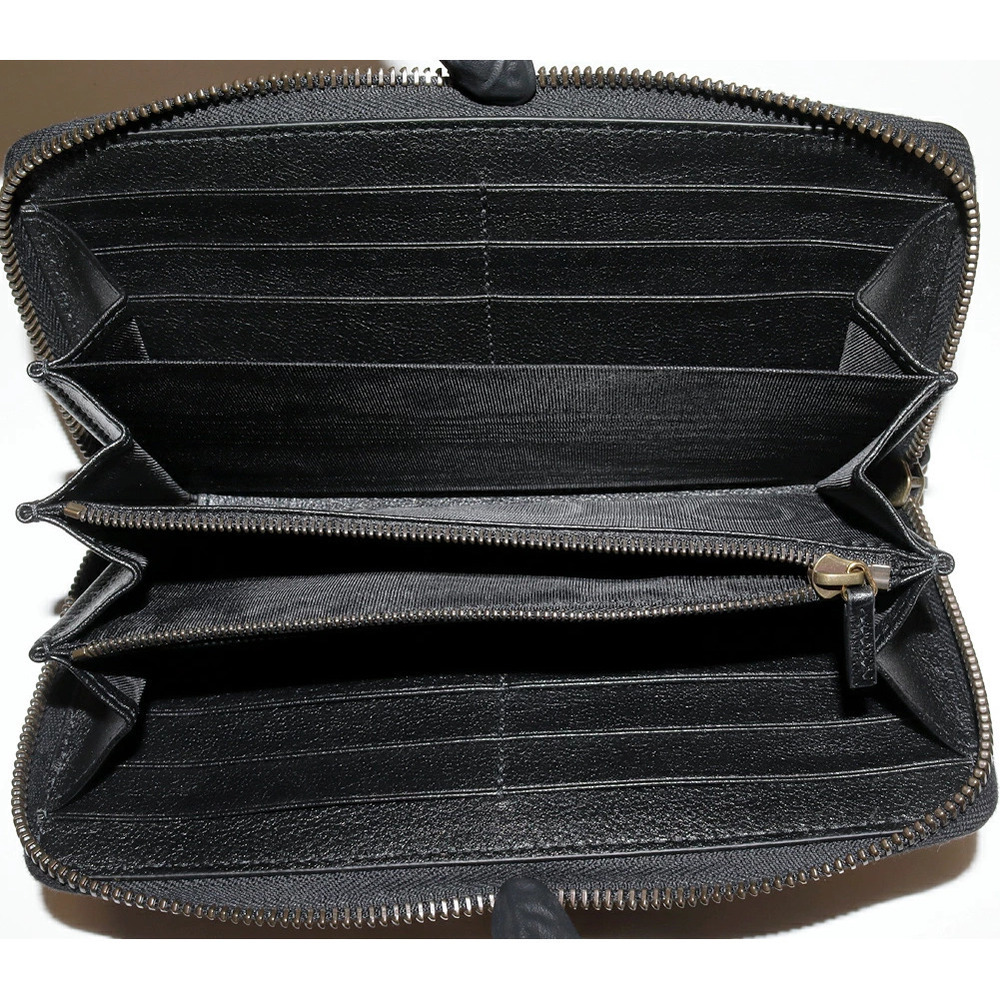 Gucci Round Zip Long Wallet GG Marmont Double GG Diana Bamboo Around Calf Black - Picture 3 of 5